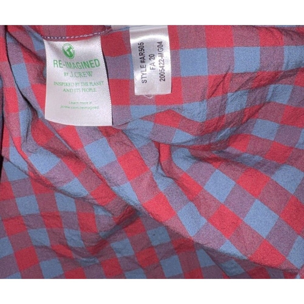 J.Crew "Flex Washed" Slim Untucked Gingham Shirt - Mens Size S - Red And Blue - Picture 8 of 8